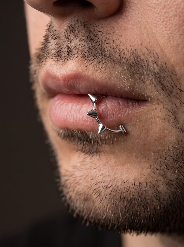 Faux Piercing Lèvre Homme SPIKE acier inoxydable
