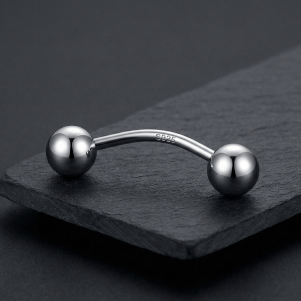 Piercing nombril en acier à boule en argent s925