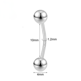 Piercing nombril en acier à boule en acier inoxydable aux dimensions 10x1.2x4mm