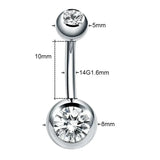 piercing nombril homme double diamant en acier