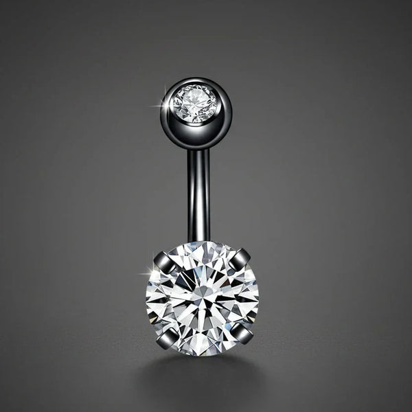 Piercing diamand double boules en acier et argenté
