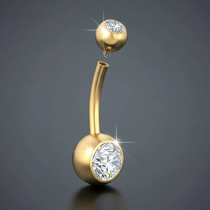 Piercing DOUBLE Diamants (Doré) en Acier Inoxydable