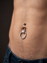 Piercing avec Boule et Diamant (Acier 316L) portee lifestyle Stag