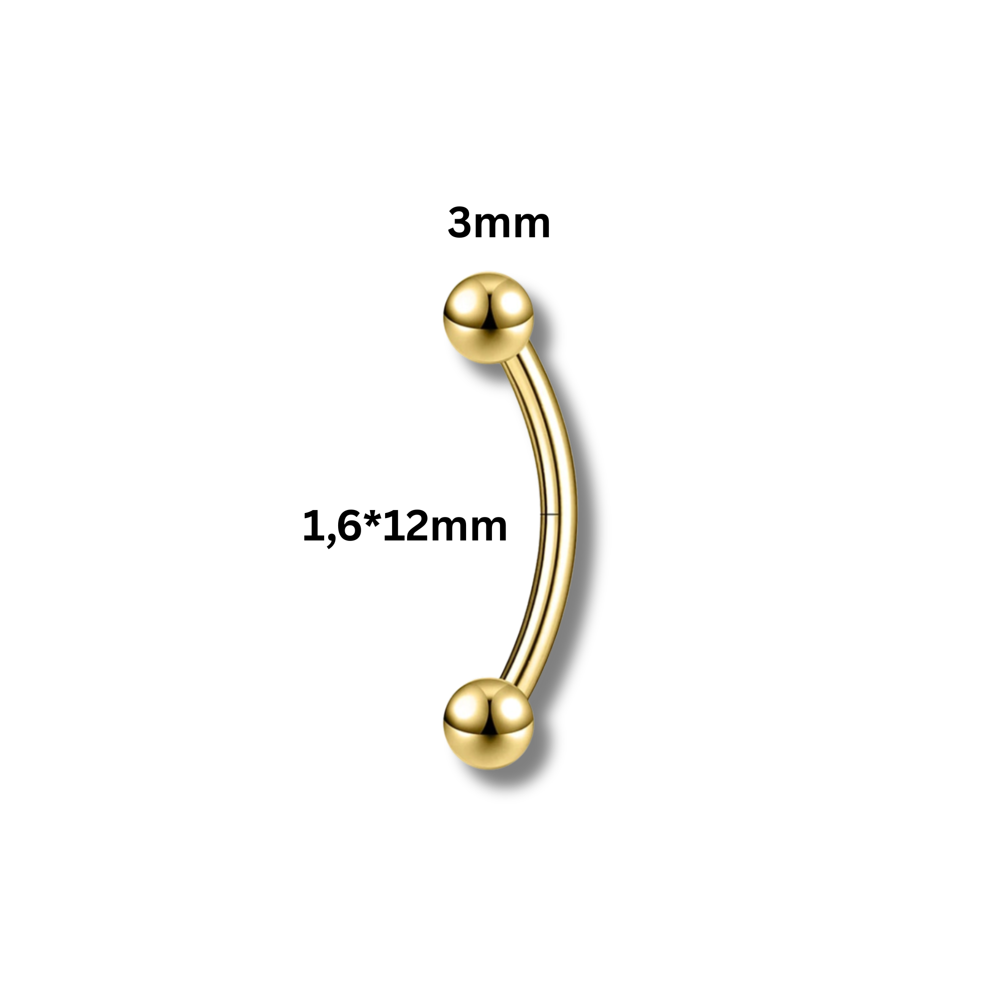Piercing Nombril Doré pour Homme en Acier Inoxydable - Gold 2 1.6X3MM / 12MM