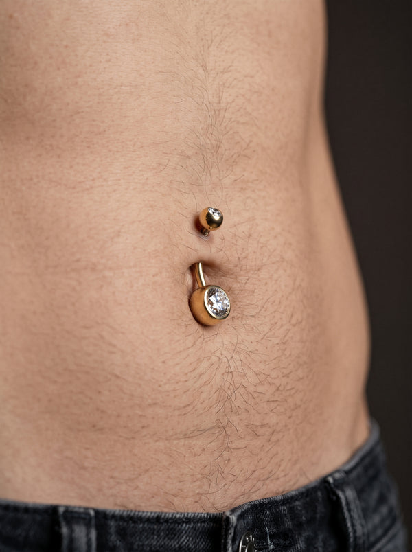 Piercing Nombril DOUBLE Diamants (Doré)