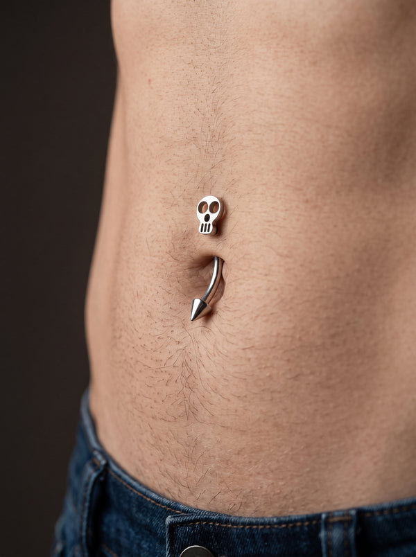 Piercing Nombril TÊTE DE MORT en Acier Inoxydable