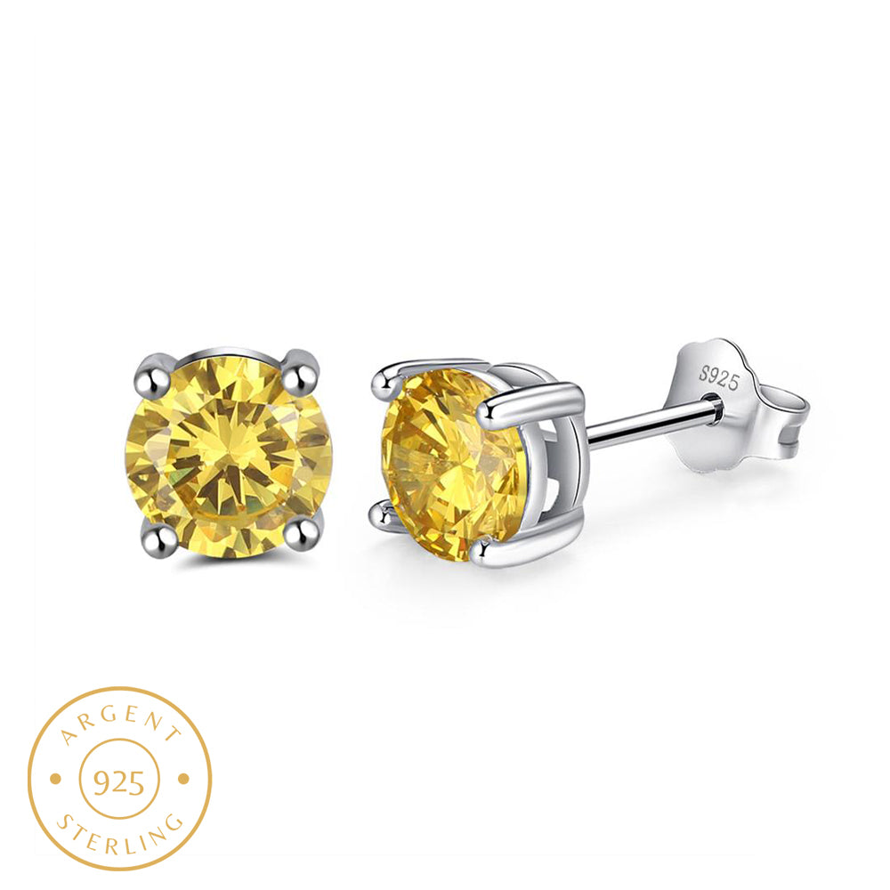 Boucle d'oreille homme diamant jaune